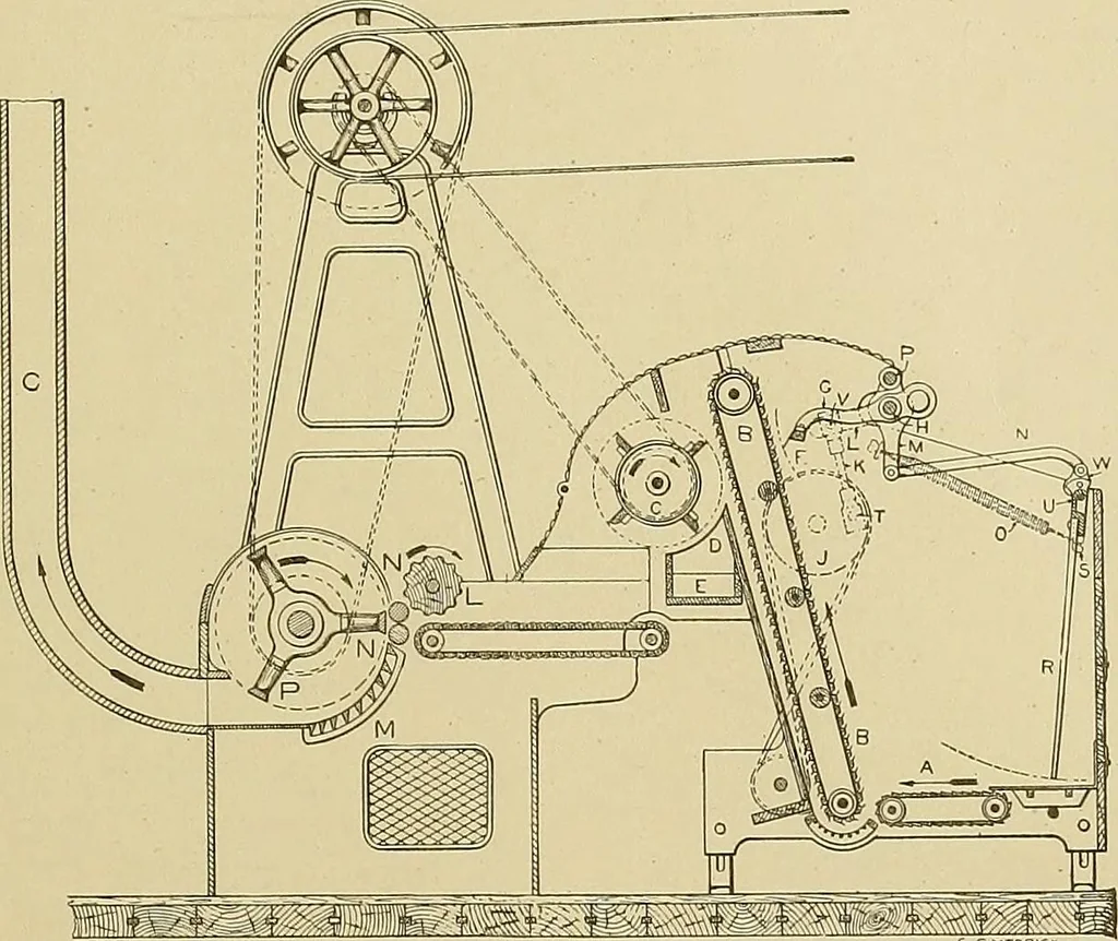 An illustration from Cyclopedia of textile work; a general reference library on cotton, woolen and worsted yarn manufacture, weaving, designing, chemistry and dyeing, finishing, knitting, and allied subjects, 1911, leaf 85