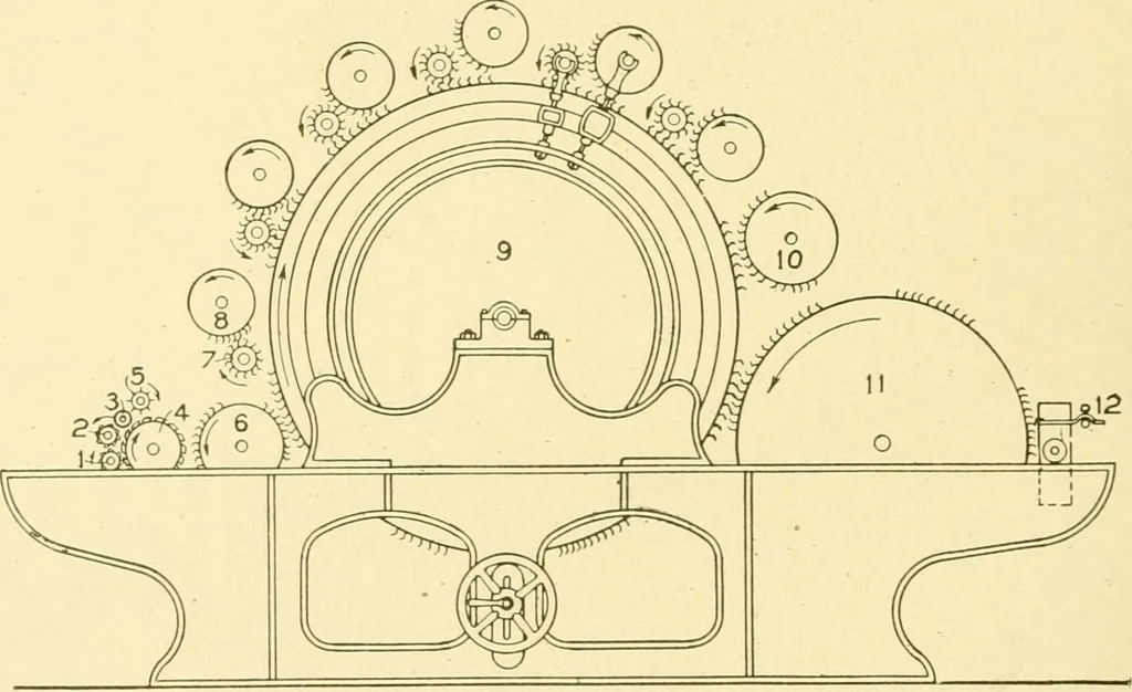 An illustration from Cyclopedia of textile work : a general reference library on cotton, woollen and worsted yarn manufacture, weaving, designing, chemistry and dyeing, finishing, knitting, and allied subjects, 1907, leaf 140