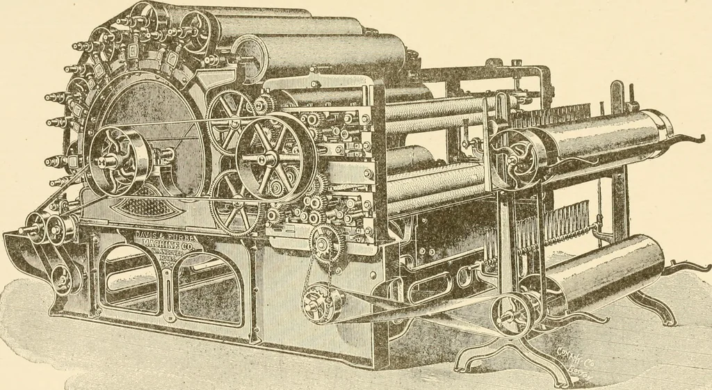 An illustration from Cyclopedia of textile work : a general reference library on cotton, woollen and worsted yarn manufacture, weaving, designing, chemistry and dyeing, finishing, knitting, and allied subjects, 1907, leaf 153