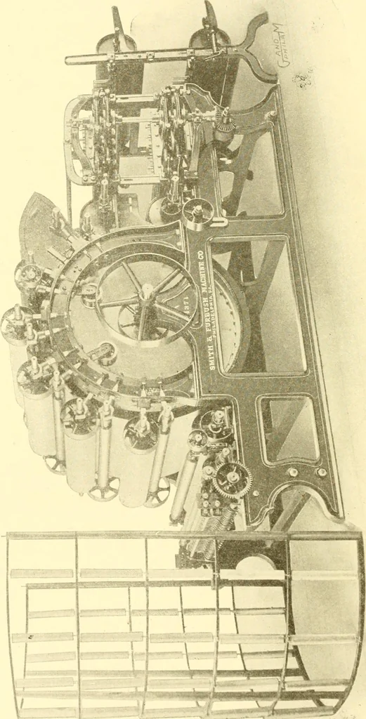 An illustration from Cyclopedia of textile work : a general reference library on cotton, woollen and worsted yarn manufacture, weaving, designing, chemistry and dyeing, finishing, knitting, and allied subjects, 1907, leaf 156