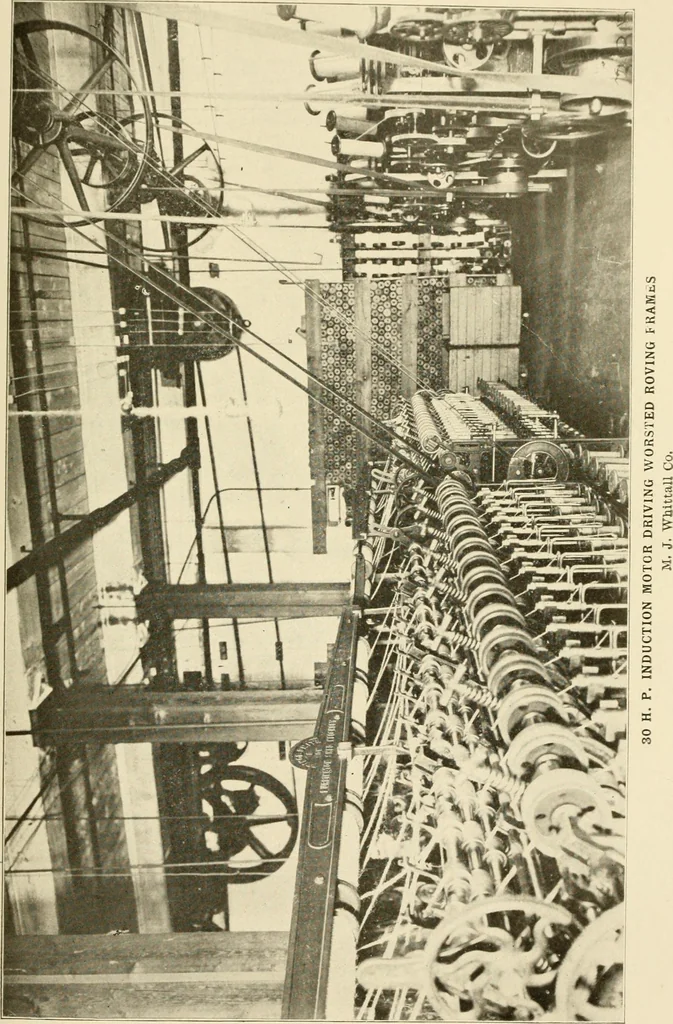An illustration from Cyclopedia of textile work : a general reference library on cotton, woollen and worsted yarn manufacture, weaving, designing, chemistry and dyeing, finishing, knitting, and allied subjects, 1907, leaf 197