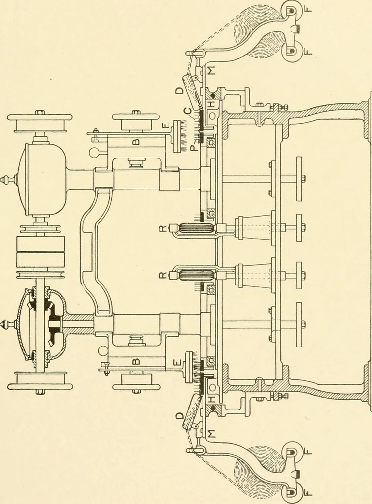 An illustration from Cyclopedia of textile work : a general reference library on cotton, woollen and worsted yarn manufacture, weaving, designing, chemistry and dyeing, finishing, knitting, and allied subjects, 1907, leaf 205