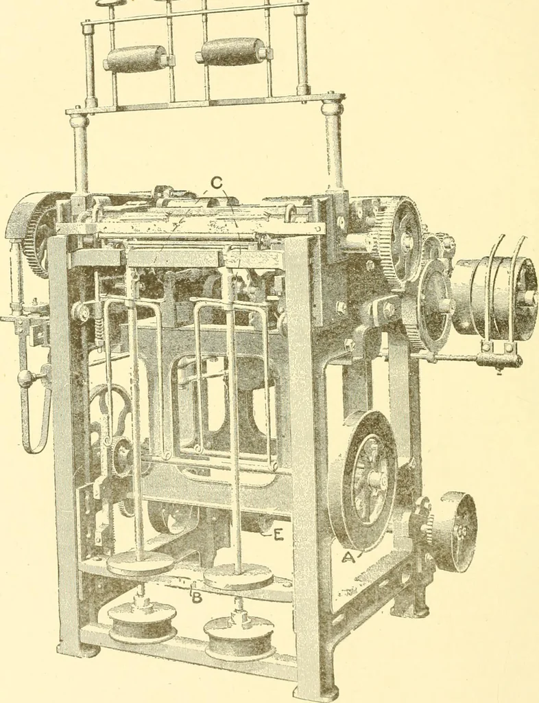 An illustration from Cyclopedia of textile work : a general reference library on cotton, woollen and worsted yarn manufacture, weaving, designing, chemistry and dyeing, finishing, knitting, and allied subjects, 1907, leaf 238