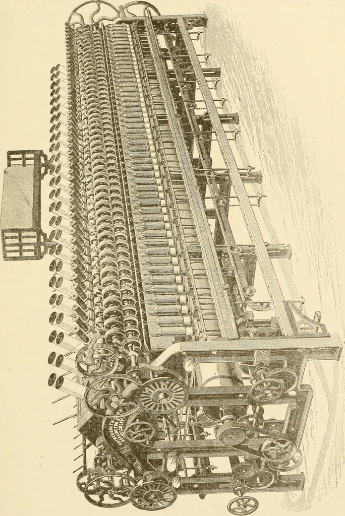 An illustration from Cyclopedia of textile work : a general reference library on cotton, woollen and worsted yarn manufacture, weaving, designing, chemistry and dyeing, finishing, knitting, and allied subjects, 1907, leaf 279