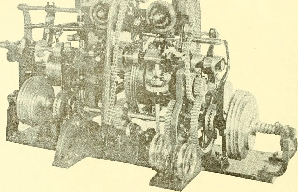 An illustration from Cyclopedia of textile work : a general reference library on cotton, woollen and worsted yarn manufacture, weaving, designing, chemistry and dyeing, finishing, knitting, and allied subjects, 1907, leaf 292