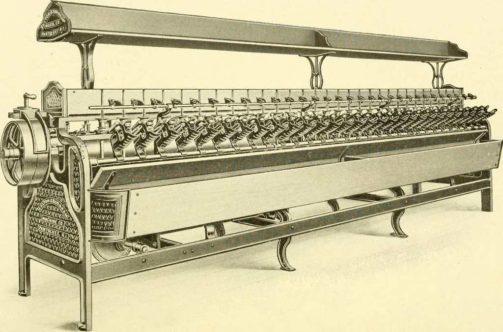 An illustration from Cyclopedia of textile work : a general reference library on cotton, woollen and worsted yarn manufacture, weaving, designing, chemistry and dyeing, finishing, knitting, and allied subjects, 1907, leaf 320