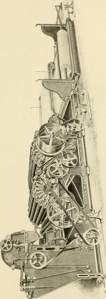 An illustration from Cyclopedia of textile work : a general reference library on cotton, woollen and worsted yarn manufacture, weaving, designing, chemistry and dyeing, finishing, knitting, and allied subjects, 1907, leaf 337