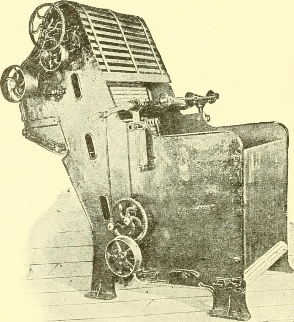 An illustration from Cyclopedia of textile work : a general reference library on cotton, woollen and worsted yarn manufacture, weaving, designing, chemistry and dyeing, finishing, knitting, and allied subjects, 1907, leaf 58