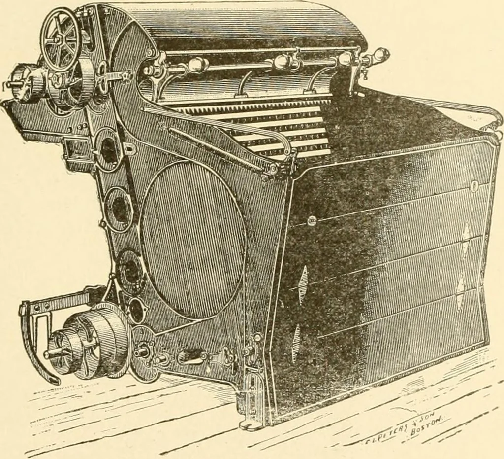 An illustration from Cyclopedia of textile work : a general reference library on cotton, woollen and worsted yarn manufacture, weaving, designing, chemistry and dyeing, finishing, knitting, and allied subjects, 1907, leaf 61