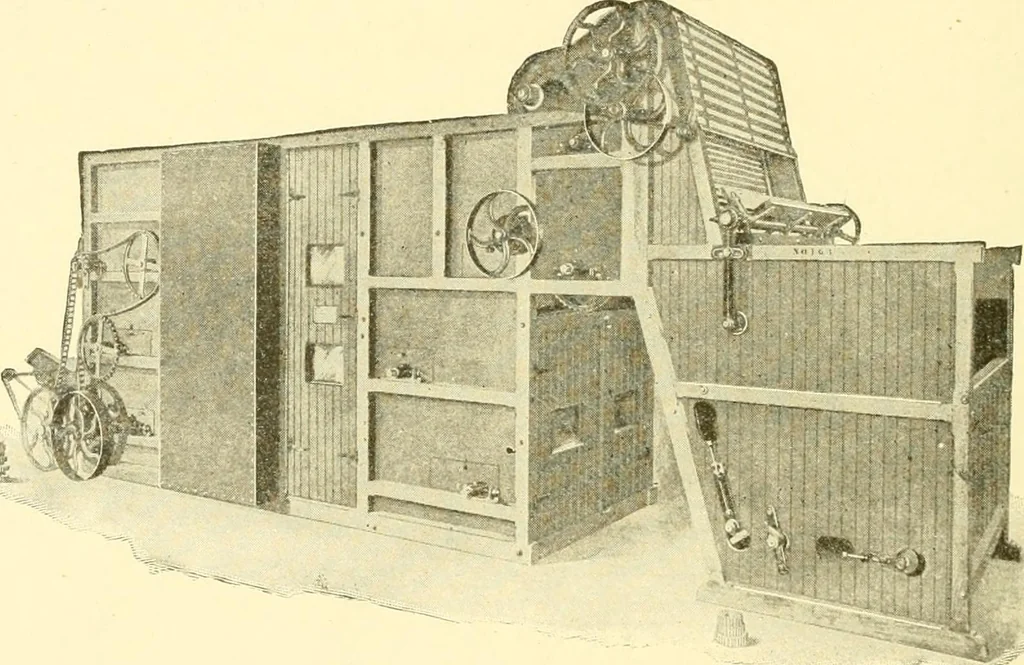 An illustration from Cyclopedia of textile work : a general reference library on cotton, woollen and worsted yarn manufacture, weaving, designing, chemistry and dyeing, finishing, knitting, and allied subjects, 1907, leaf 88