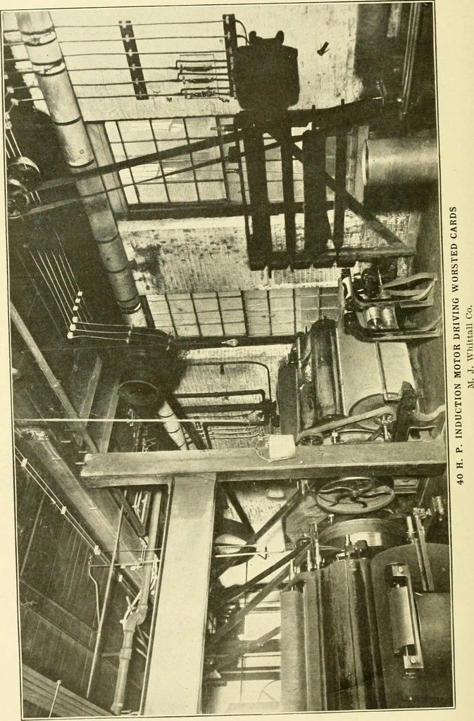 An illustration from Cyclopedia of textile work : a general reference library on cotton, woollen and worsted yarn manufacture, weaving, designing, chemistry and dyeing, finishing, knitting, and allied subjects, 1907, leaf 90