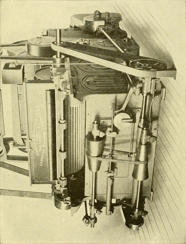 An illustration from Cyclopedia of textile work : a general reference library on cotton, woollen and worsted yarn manufacture, weaving, designing, chemistry and dyeing, finishing, knitting, and allied subjects, 1907, leaf 104