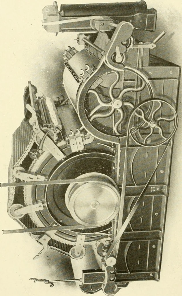 An illustration from Cyclopedia of textile work : a general reference library on cotton, woollen and worsted yarn manufacture, weaving, designing, chemistry and dyeing, finishing, knitting, and allied subjects, 1907, leaf 123