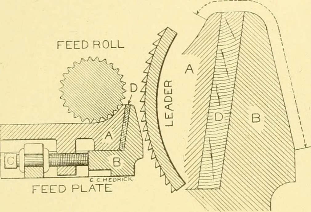 An illustration from Cyclopedia of textile work : a general reference library on cotton, woollen and worsted yarn manufacture, weaving, designing, chemistry and dyeing, finishing, knitting, and allied subjects, 1907, leaf 126
