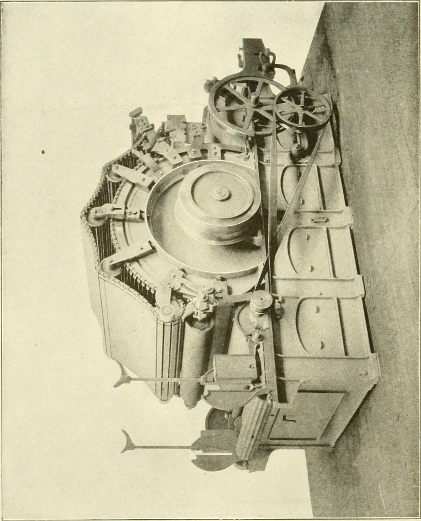 An illustration from Cyclopedia of textile work : a general reference library on cotton, woollen and worsted yarn manufacture, weaving, designing, chemistry and dyeing, finishing, knitting, and allied subjects, 1907, leaf 177