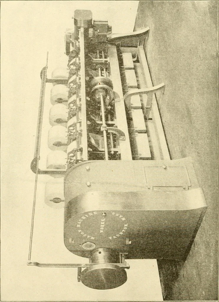 An illustration from Cyclopedia of textile work : a general reference library on cotton, woollen and worsted yarn manufacture, weaving, designing, chemistry and dyeing, finishing, knitting, and allied subjects, 1907, leaf 187