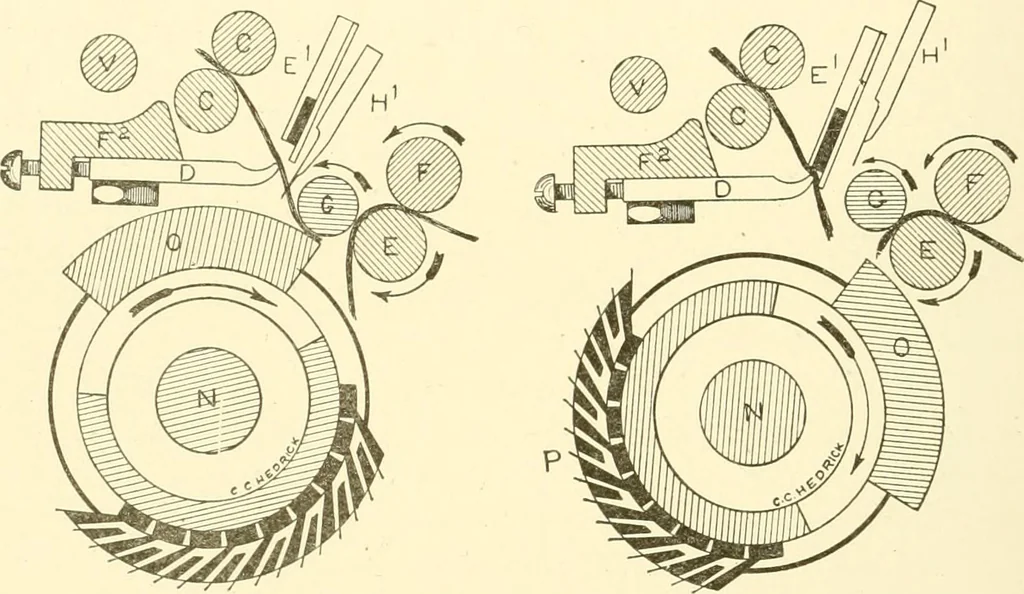 An illustration from Cyclopedia of textile work : a general reference library on cotton, woollen and worsted yarn manufacture, weaving, designing, chemistry and dyeing, finishing, knitting, and allied subjects, 1907, leaf 209