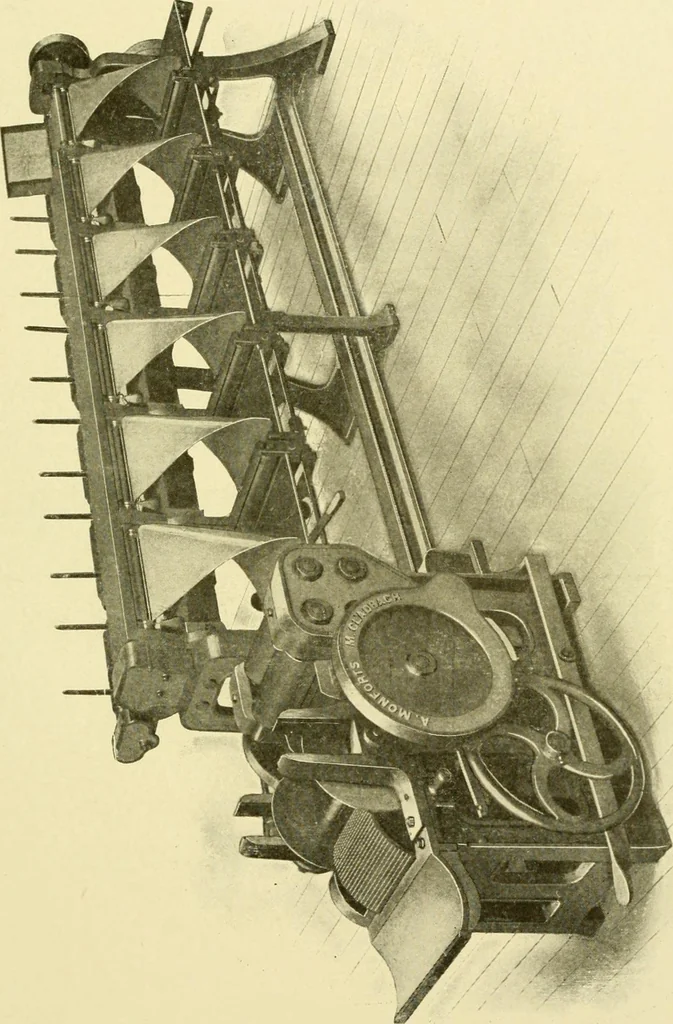 An illustration from Cyclopedia of textile work : a general reference library on cotton, woollen and worsted yarn manufacture, weaving, designing, chemistry and dyeing, finishing, knitting, and allied subjects, 1907, leaf 228