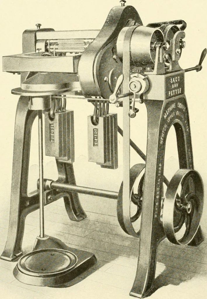 An illustration from Cyclopedia of textile work : a general reference library on cotton, woollen and worsted yarn manufacture, weaving, designing, chemistry and dyeing, finishing, knitting, and allied subjects, 1907, leaf 247