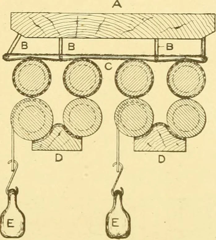 An illustration from Cyclopedia of textile work : a general reference library on cotton, woollen and worsted yarn manufacture, weaving, designing, chemistry and dyeing, finishing, knitting, and allied subjects, 1907, leaf 248
