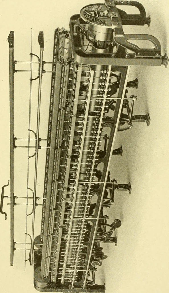 An illustration from Cyclopedia of textile work : a general reference library on cotton, woollen and worsted yarn manufacture, weaving, designing, chemistry and dyeing, finishing, knitting, and allied subjects, 1907, leaf 282