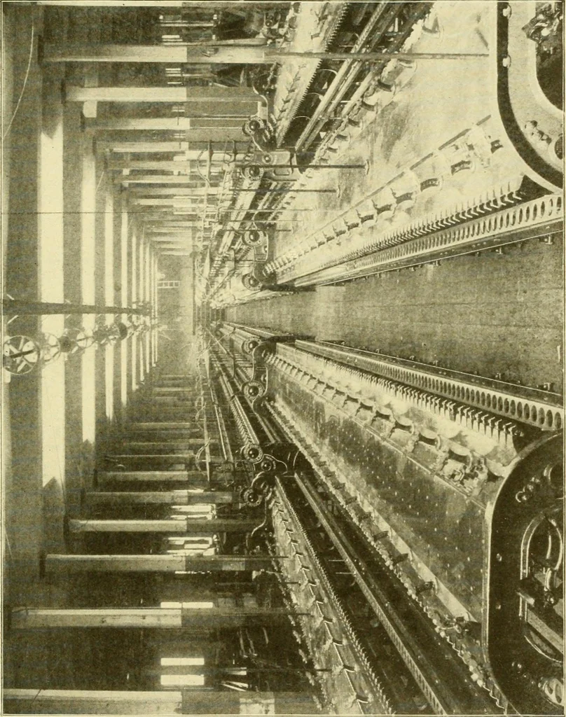 An illustration from Cyclopedia of textile work : a general reference library on cotton, woollen and worsted yarn manufacture, weaving, designing, chemistry and dyeing, finishing, knitting, and allied subjects, 1907, leaf 300