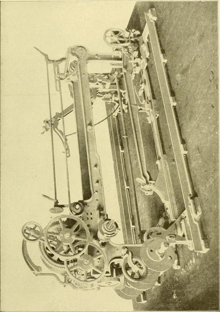 An illustration from Cyclopedia of textile work : a general reference library on cotton, woollen and worsted yarn manufacture, weaving, designing, chemistry and dyeing, finishing, knitting, and allied subjects, 1907, leaf 336