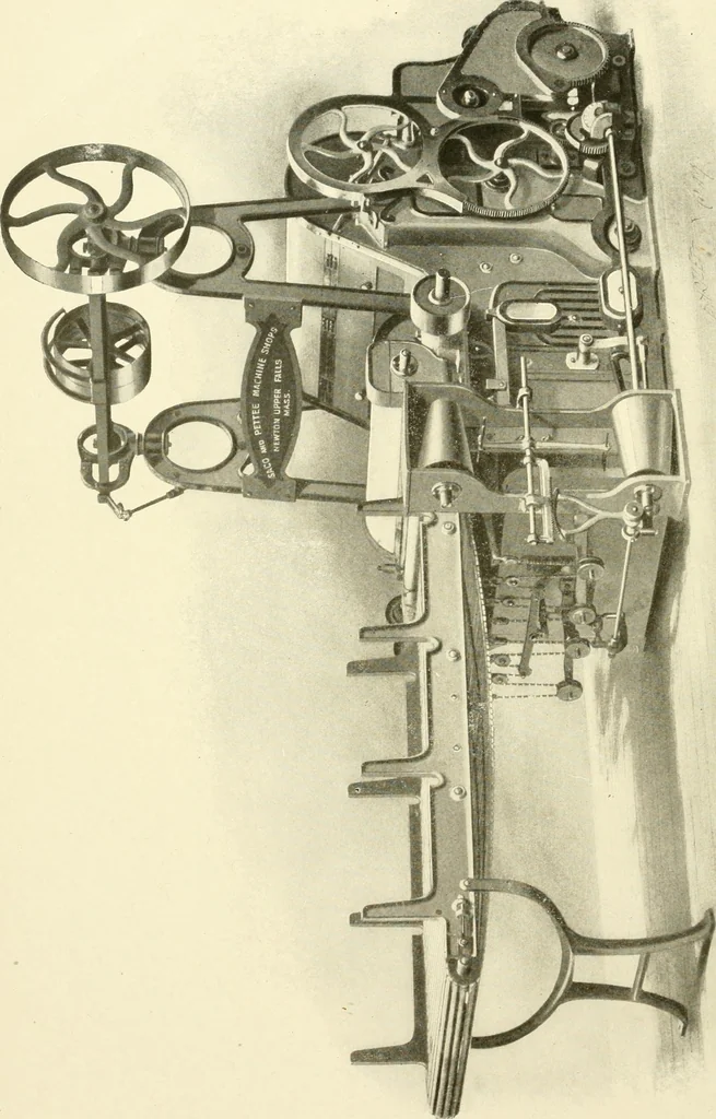 An illustration from Cyclopedia of textile work : a general reference library on cotton, woollen and worsted yarn manufacture, weaving, designing, chemistry and dyeing, finishing, knitting, and allied subjects, 1907, leaf 71