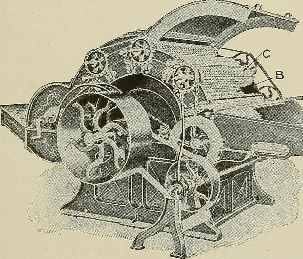 An illustration from Cyclopedia of textile work : a general reference library on cotton, woolen and worsted yarn manufacture, weaving, designing, chemistry and dyeing, finishing, knitting, and allied subjects, 1911, leaf 106