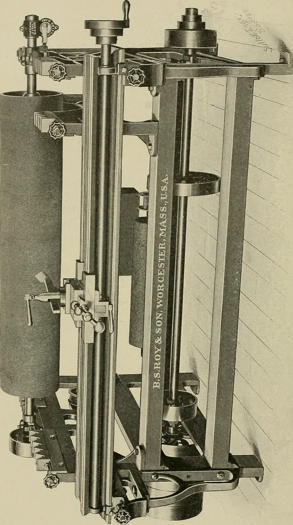 An illustration from Cyclopedia of textile work : a general reference library on cotton, woolen and worsted yarn manufacture, weaving, designing, chemistry and dyeing, finishing, knitting, and allied subjects, 1911, leaf 127
