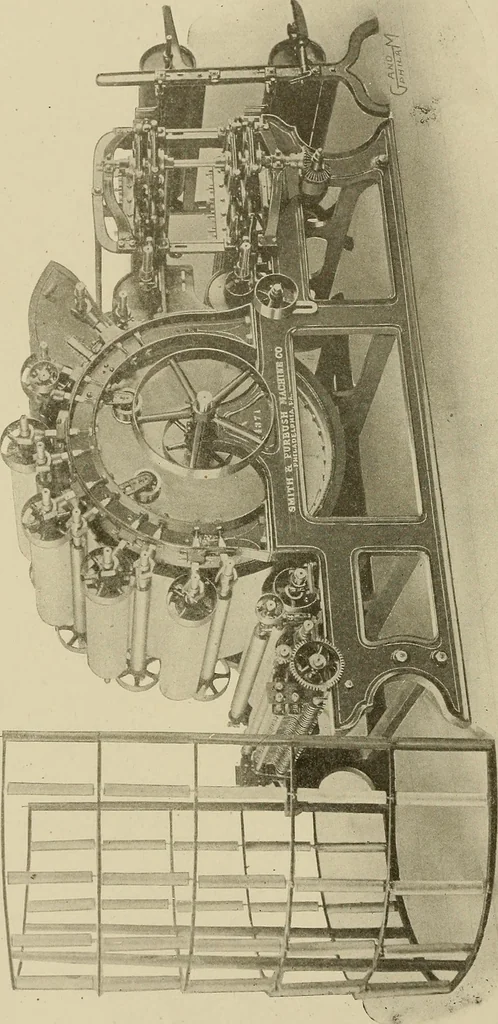 An illustration from Cyclopedia of textile work : a general reference library on cotton, woolen and worsted yarn manufacture, weaving, designing, chemistry and dyeing, finishing, knitting, and allied subjects, 1911, leaf 157