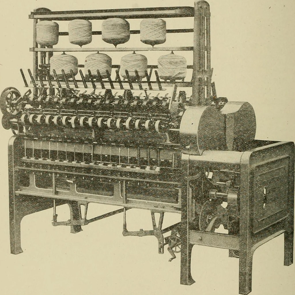 An illustration from Cyclopedia of textile work : a general reference library on cotton, woolen and worsted yarn manufacture, weaving, designing, chemistry and dyeing, finishing, knitting, and allied subjects, 1911, leaf 265