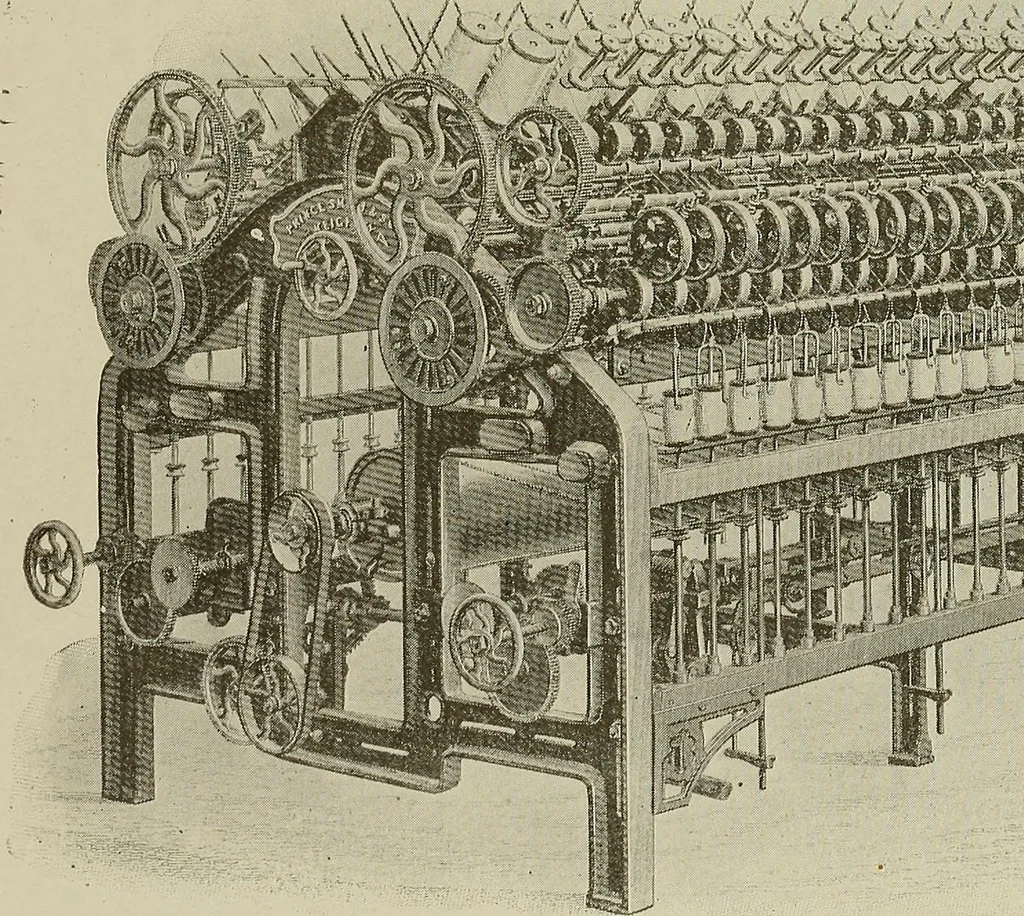 An illustration from Cyclopedia of textile work : a general reference library on cotton, woolen and worsted yarn manufacture, weaving, designing, chemistry and dyeing, finishing, knitting, and allied subjects, 1911, leaf 268