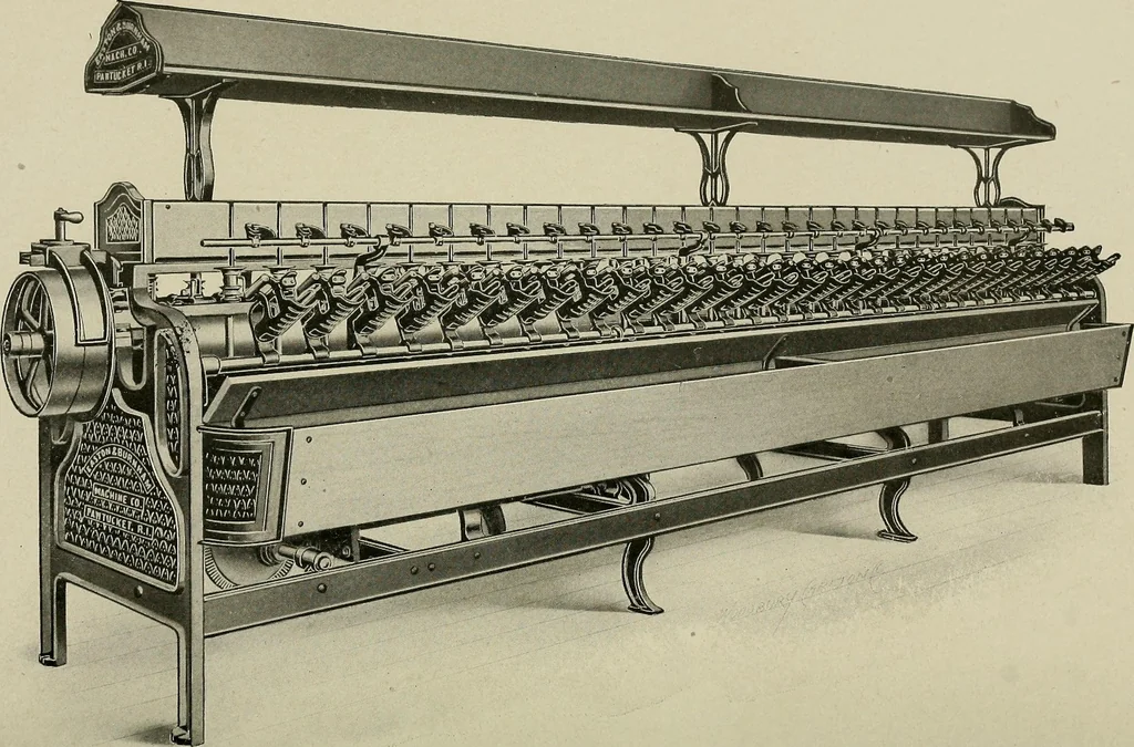 An illustration from Cyclopedia of textile work : a general reference library on cotton, woolen and worsted yarn manufacture, weaving, designing, chemistry and dyeing, finishing, knitting, and allied subjects, 1911, leaf 321