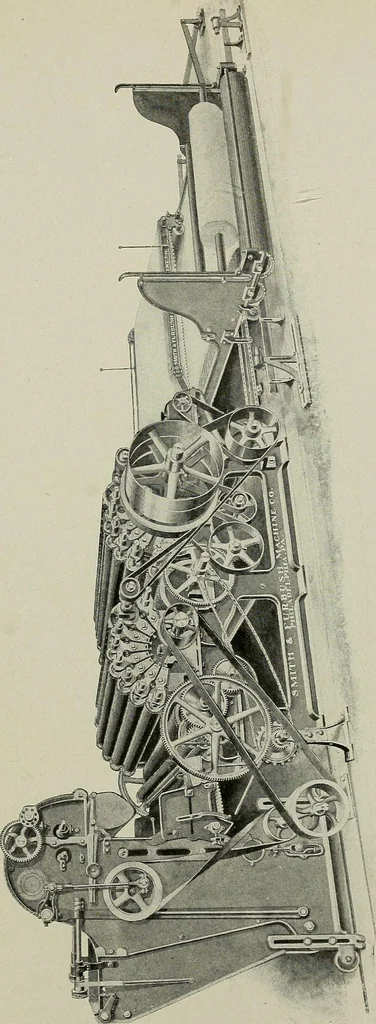 An illustration from Cyclopedia of textile work : a general reference library on cotton, woolen and worsted yarn manufacture, weaving, designing, chemistry and dyeing, finishing, knitting, and allied subjects, 1911, leaf 338