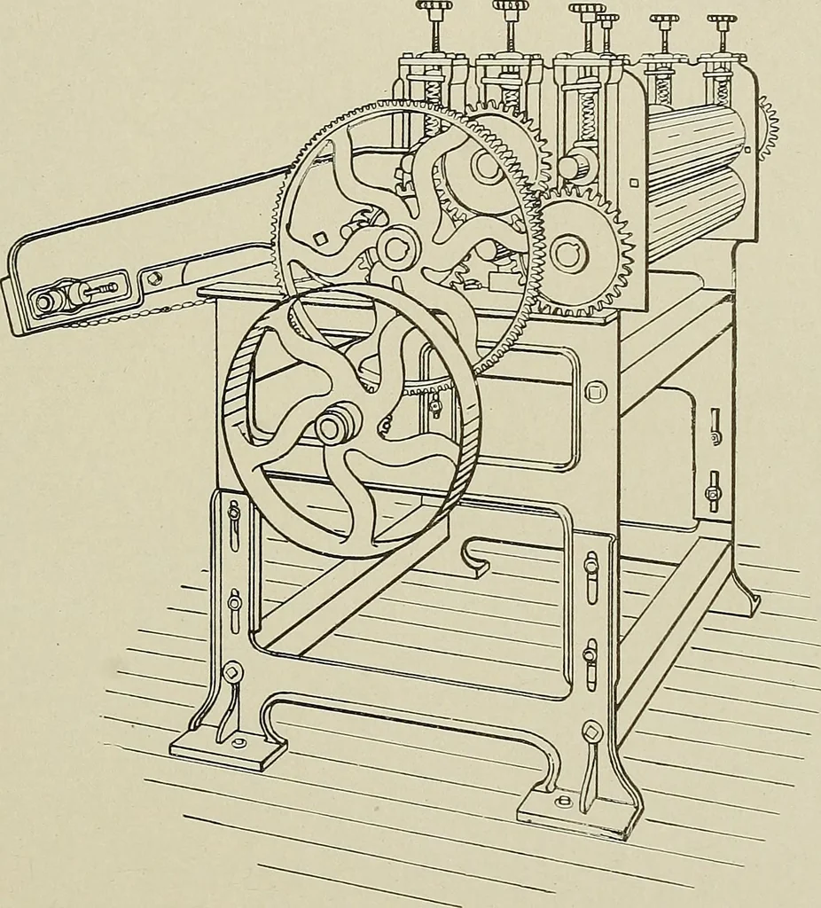 An illustration from Cyclopedia of textile work : a general reference library on cotton, woolen and worsted yarn manufacture, weaving, designing, chemistry and dyeing, finishing, knitting, and allied subjects, 1911, leaf 76