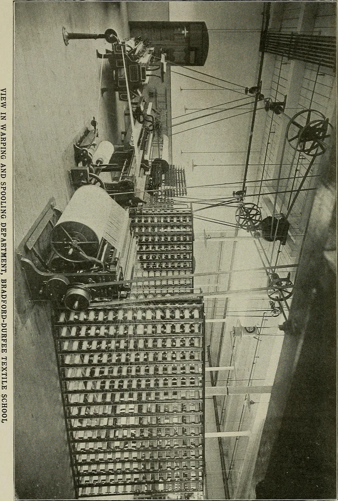 An illustration from Cyclopedia of textile work : a general reference library on cotton, woolen and worsted yarn manufacture, weaving, designing, chemistry and dyeing, finishing, knitting, and allied subjects, 1911, leaf 104
