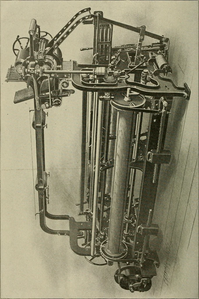 An illustration from Cyclopedia of textile work : a general reference library on cotton, woolen and worsted yarn manufacture, weaving, designing, chemistry and dyeing, finishing, knitting, and allied subjects, 1911, leaf 123