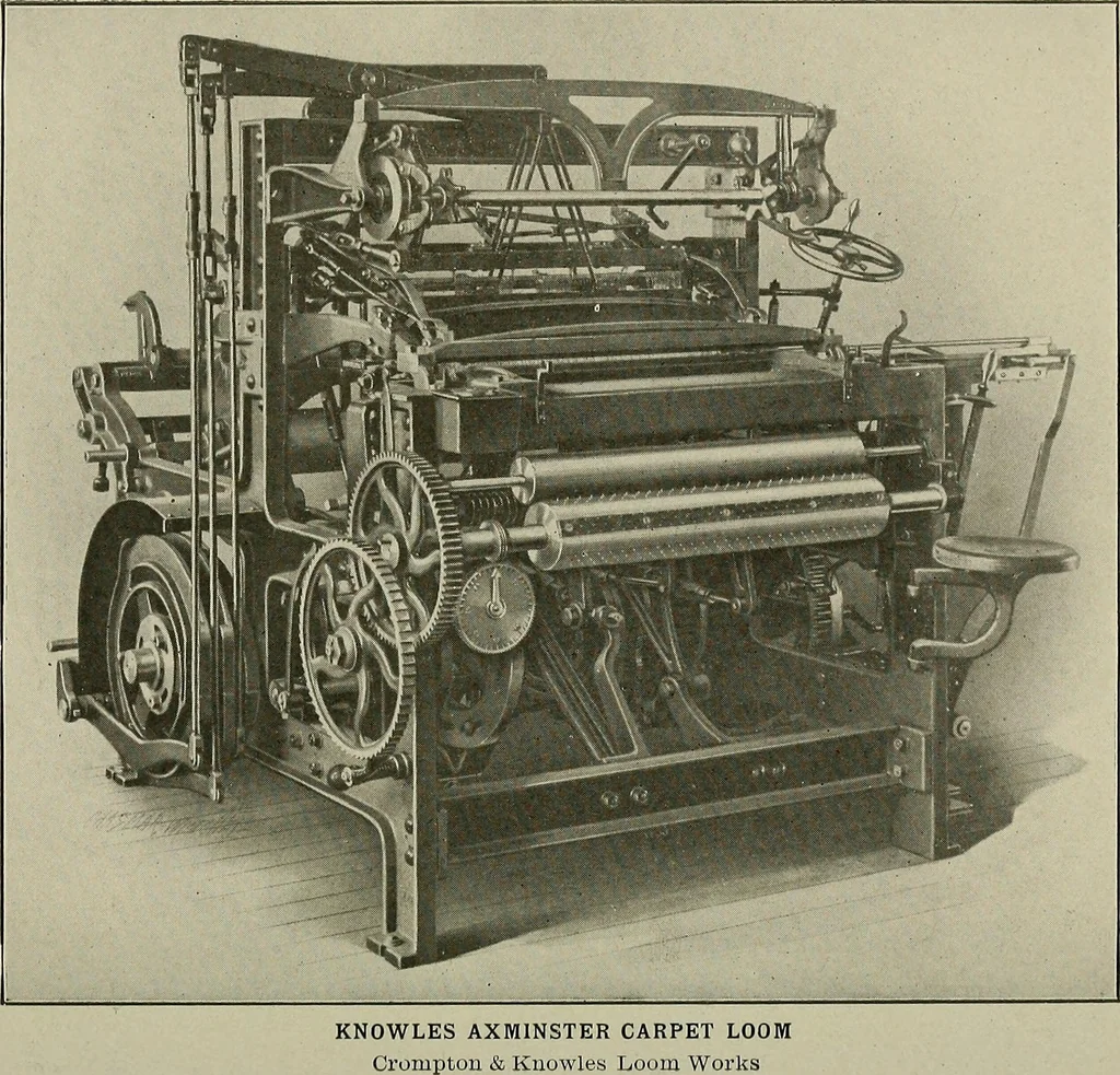 An illustration from Cyclopedia of textile work : a general reference library on cotton, woolen and worsted yarn manufacture, weaving, designing, chemistry and dyeing, finishing, knitting, and allied subjects, 1911, leaf 159