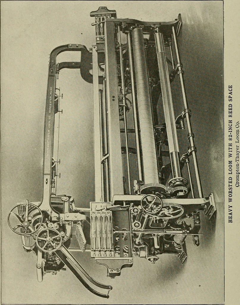 An illustration from Cyclopedia of textile work : a general reference library on cotton, woolen and worsted yarn manufacture, weaving, designing, chemistry and dyeing, finishing, knitting, and allied subjects, 1911, leaf 195