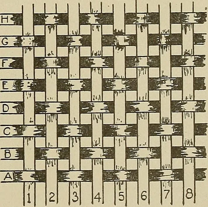 An illustration from Cyclopedia of textile work : a general reference library on cotton, woolen and worsted yarn manufacture, weaving, designing, chemistry and dyeing, finishing, knitting, and allied subjects, 1911, leaf 22