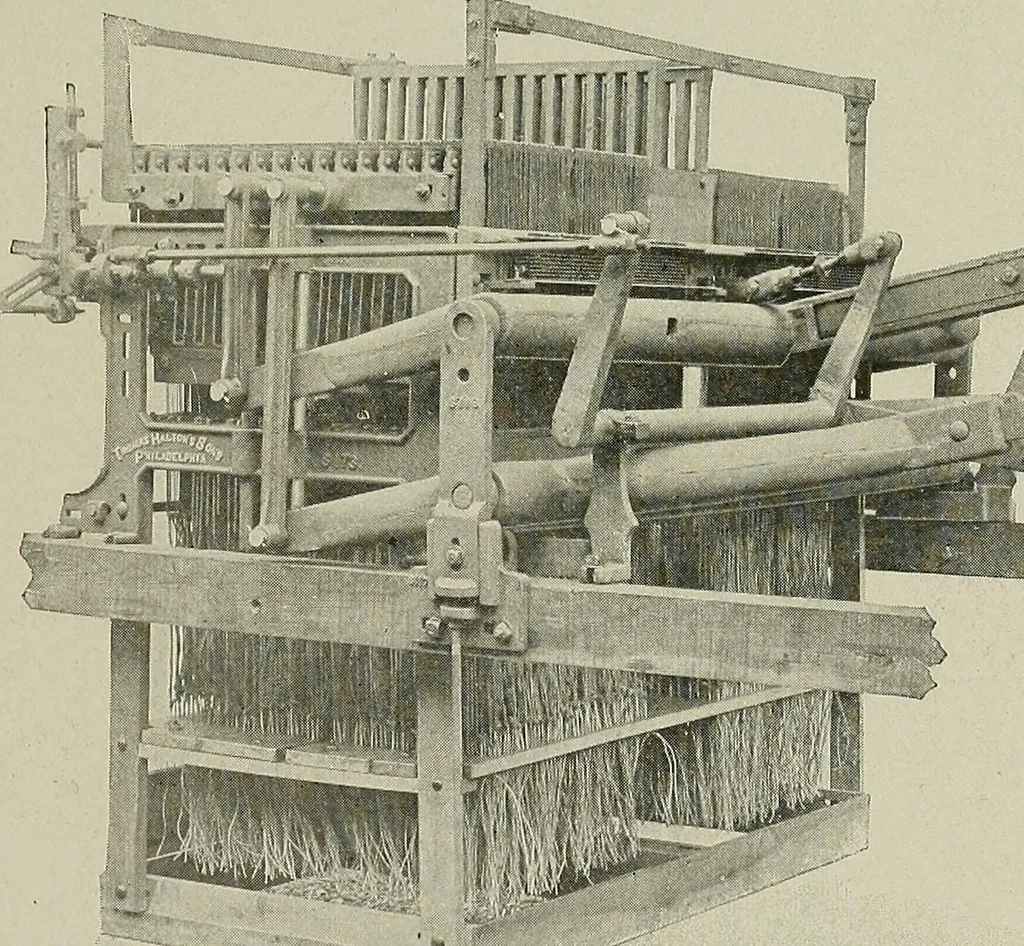 An illustration from Cyclopedia of textile work : a general reference library on cotton, woolen and worsted yarn manufacture, weaving, designing, chemistry and dyeing, finishing, knitting, and allied subjects, 1911, leaf 280