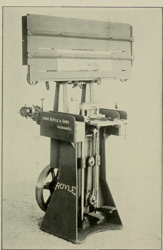 An illustration from Cyclopedia of textile work : a general reference library on cotton, woolen and worsted yarn manufacture, weaving, designing, chemistry and dyeing, finishing, knitting, and allied subjects, 1911, leaf 316
