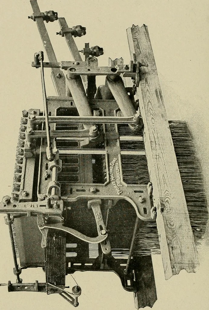 An illustration from Cyclopedia of textile work : a general reference library on cotton, woolen and worsted yarn manufacture, weaving, designing, chemistry and dyeing, finishing, knitting, and allied subjects, 1911, leaf 335