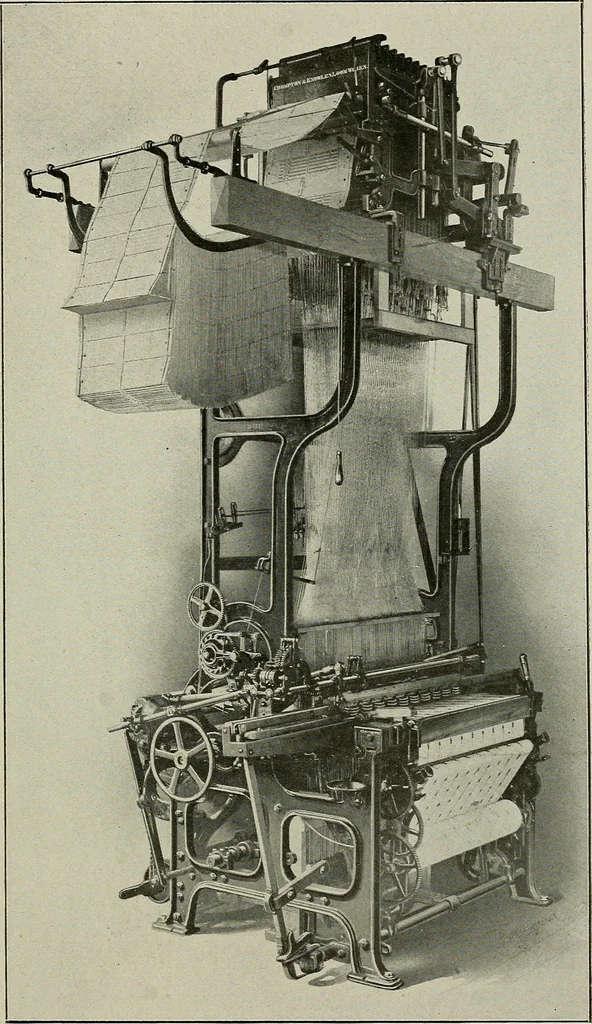 An illustration from Cyclopedia of textile work : a general reference library on cotton, woolen and worsted yarn manufacture, weaving, designing, chemistry and dyeing, finishing, knitting, and allied subjects, 1911, leaf 352