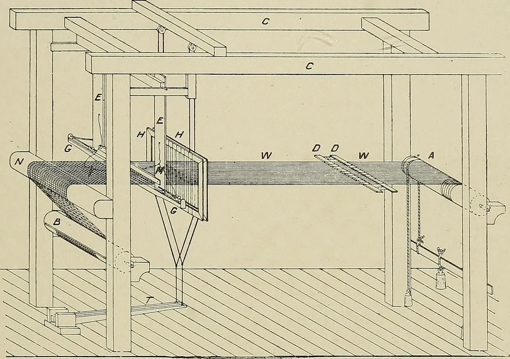 An illustration from Cyclopedia of textile work : a general reference library on cotton, woolen and worsted yarn manufacture, weaving, designing, chemistry and dyeing, finishing, knitting, and allied subjects, 1911, leaf 64