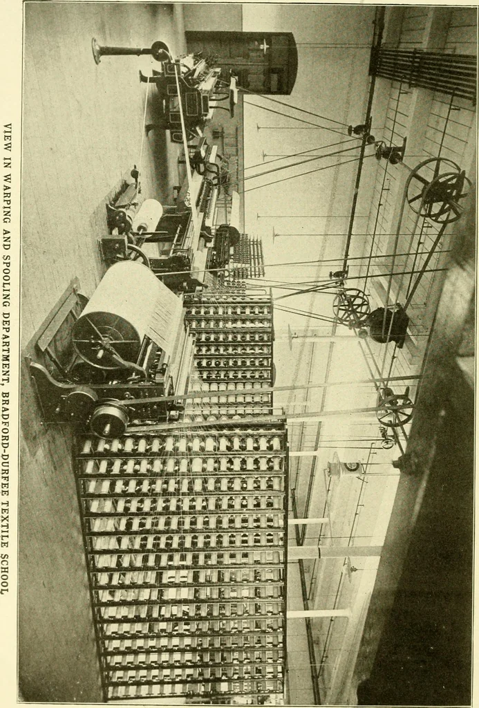 An illustration from Cyclopedia of textile work : a general reference library on cotton, woollen and worsted yarn manufacture, weaving, designing, chemistry and dyeing, finishing, knitting, and allied subjects, 1907, leaf 103