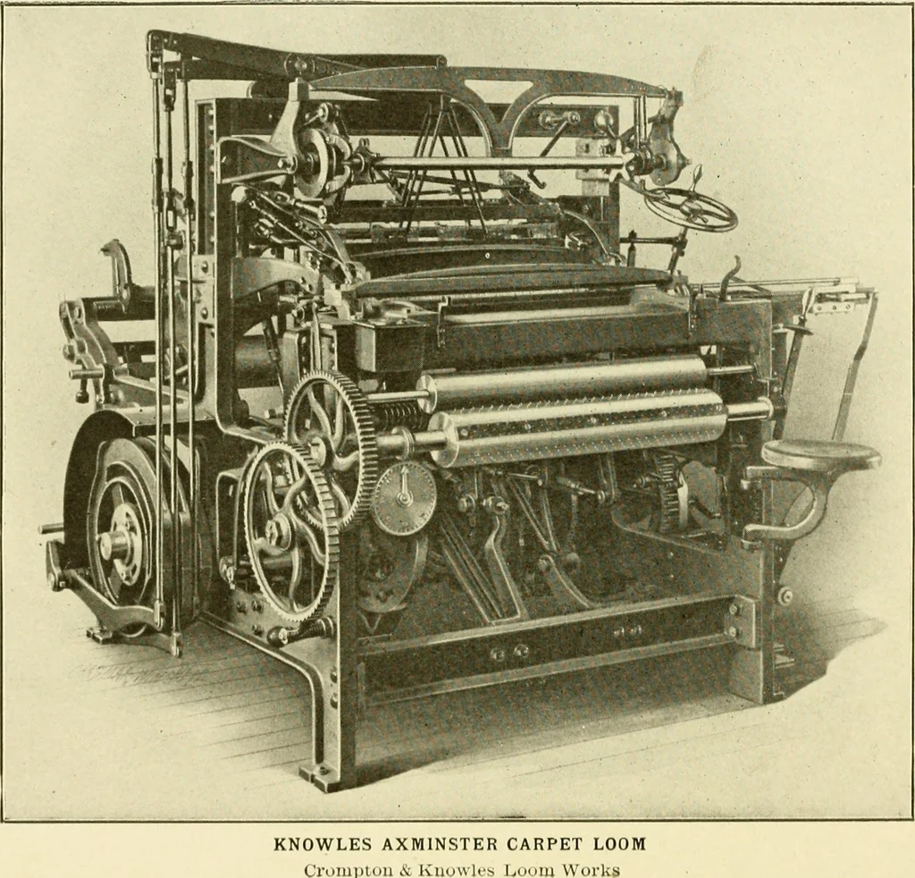 An illustration from Cyclopedia of textile work : a general reference library on cotton, woollen and worsted yarn manufacture, weaving, designing, chemistry and dyeing, finishing, knitting, and allied subjects, 1907, leaf 158