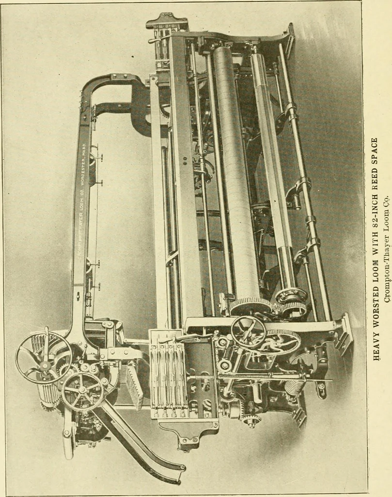 An illustration from Cyclopedia of textile work : a general reference library on cotton, woollen and worsted yarn manufacture, weaving, designing, chemistry and dyeing, finishing, knitting, and allied subjects, 1907, leaf 194
