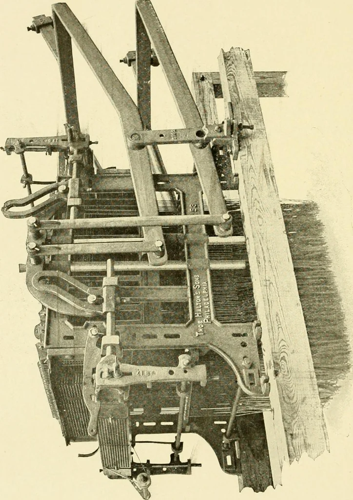 An illustration from Cyclopedia of textile work : a general reference library on cotton, woollen and worsted yarn manufacture, weaving, designing, chemistry and dyeing, finishing, knitting, and allied subjects, 1907, leaf 230